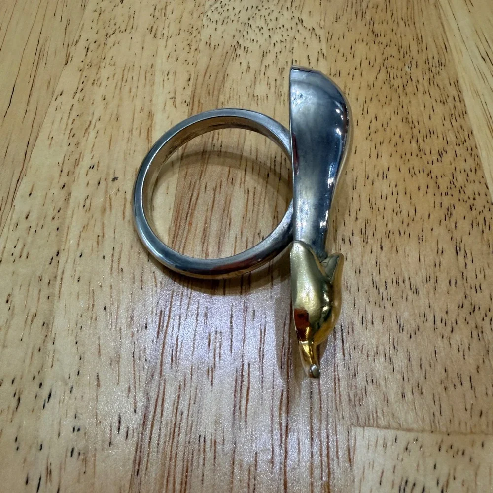 Eggplant Napkin Rings Set of 4‎ Two Tone Silver Gold Aubergine Table Decor
